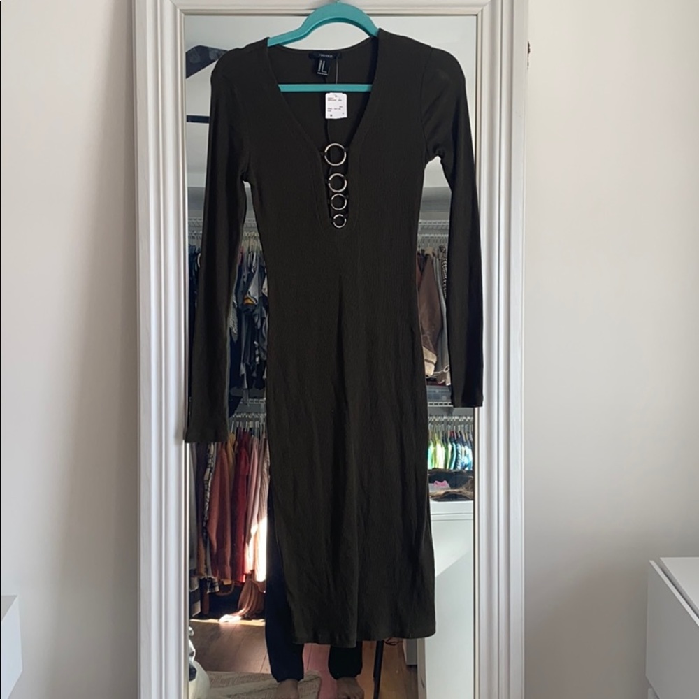 Forever 21 Green Bodycon Dress with Bust Detail
